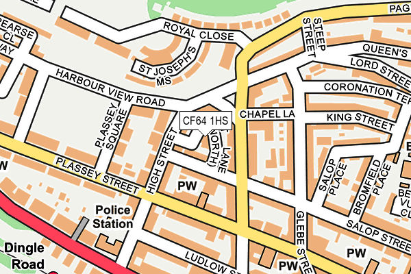 CF64 1HS map - OS OpenMap – Local (Ordnance Survey)