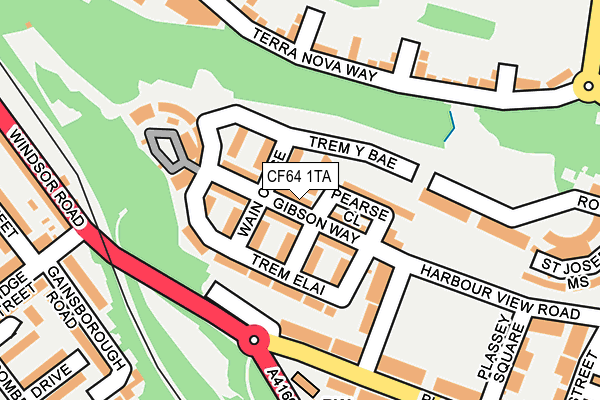 CF64 1TA map - OS OpenMap – Local (Ordnance Survey)