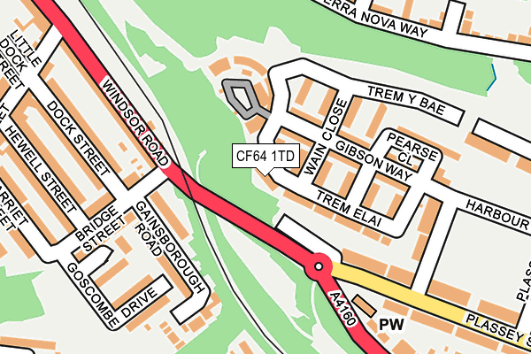CF64 1TD map - OS OpenMap – Local (Ordnance Survey)