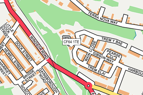 CF64 1TE map - OS OpenMap – Local (Ordnance Survey)