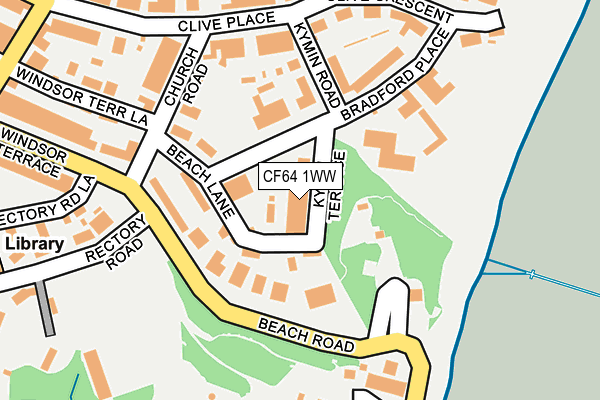 CF64 1WW map - OS OpenMap – Local (Ordnance Survey)