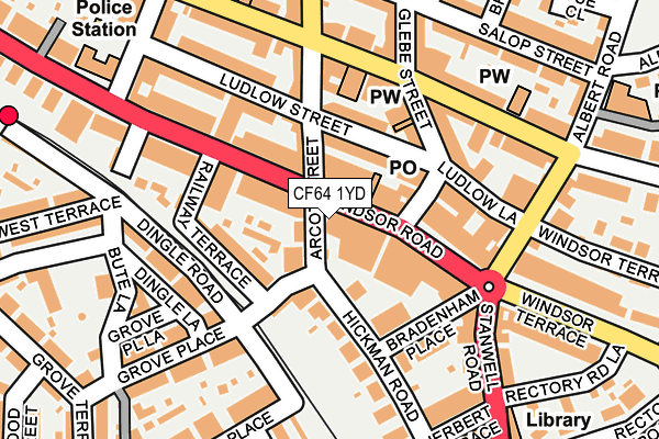 CF64 1YD map - OS OpenMap – Local (Ordnance Survey)