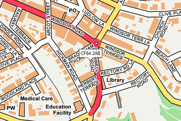 CF64 2AB map - OS OpenMap – Local (Ordnance Survey)