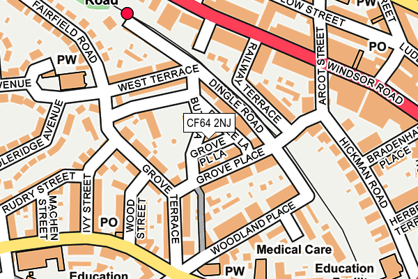 CF64 2NJ map - OS OpenMap – Local (Ordnance Survey)