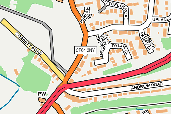 CF64 2NY map - OS OpenMap – Local (Ordnance Survey)
