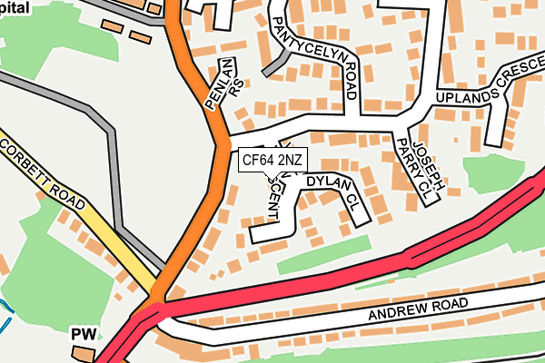 CF64 2NZ map - OS OpenMap – Local (Ordnance Survey)