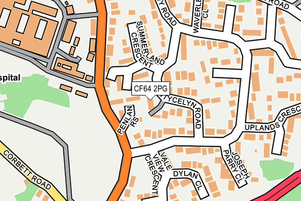 CF64 2PG map - OS OpenMap – Local (Ordnance Survey)