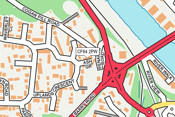CF64 2PW map - OS OpenMap – Local (Ordnance Survey)