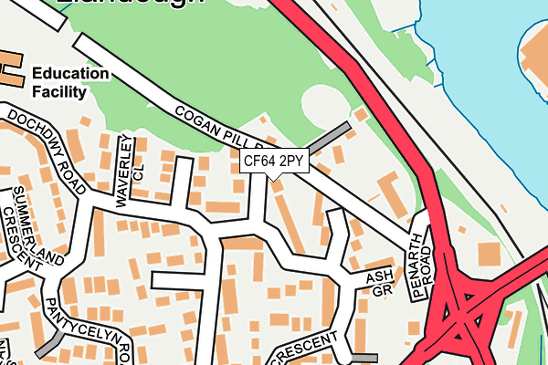 CF64 2PY map - OS OpenMap – Local (Ordnance Survey)