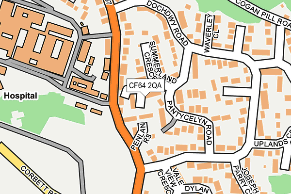 CF64 2QA map - OS OpenMap – Local (Ordnance Survey)