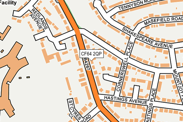 CF64 2QP map - OS OpenMap – Local (Ordnance Survey)