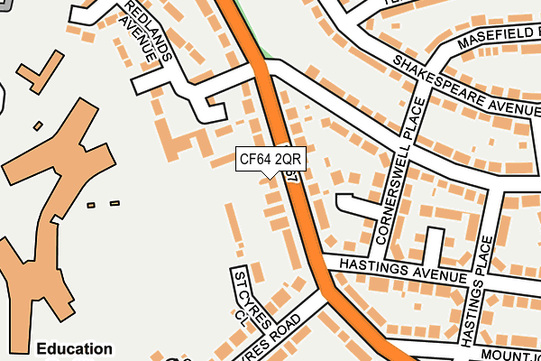 CF64 2QR map - OS OpenMap – Local (Ordnance Survey)