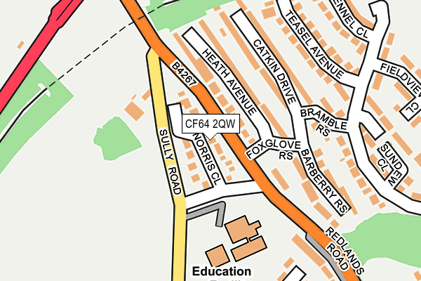 CF64 2QW map - OS OpenMap – Local (Ordnance Survey)