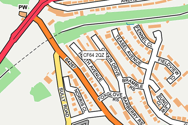 CF64 2QZ map - OS OpenMap – Local (Ordnance Survey)