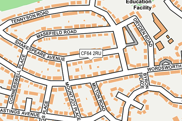 CF64 2RU map - OS OpenMap – Local (Ordnance Survey)