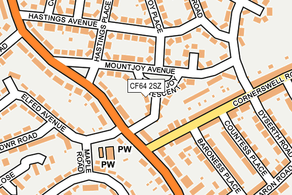 CF64 2SZ map - OS OpenMap – Local (Ordnance Survey)