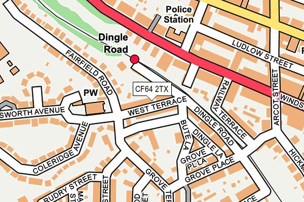 CF64 2TX map - OS OpenMap – Local (Ordnance Survey)