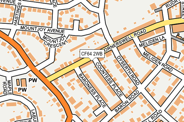 CF64 2WB map - OS OpenMap – Local (Ordnance Survey)