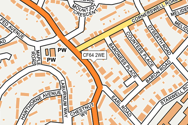 CF64 2WE map - OS OpenMap – Local (Ordnance Survey)