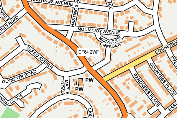 CF64 2WF map - OS OpenMap – Local (Ordnance Survey)