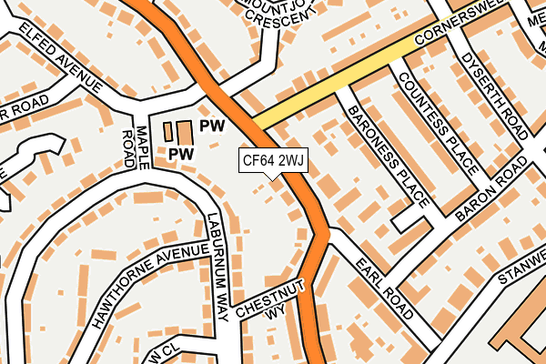 CF64 2WJ map - OS OpenMap – Local (Ordnance Survey)