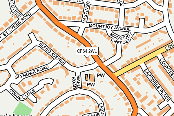 CF64 2WL map - OS OpenMap – Local (Ordnance Survey)