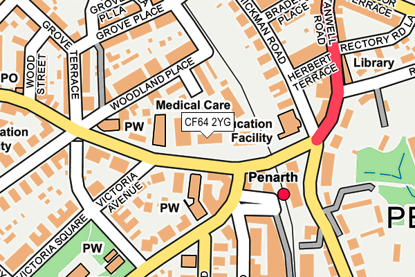 CF64 2YG map - OS OpenMap – Local (Ordnance Survey)