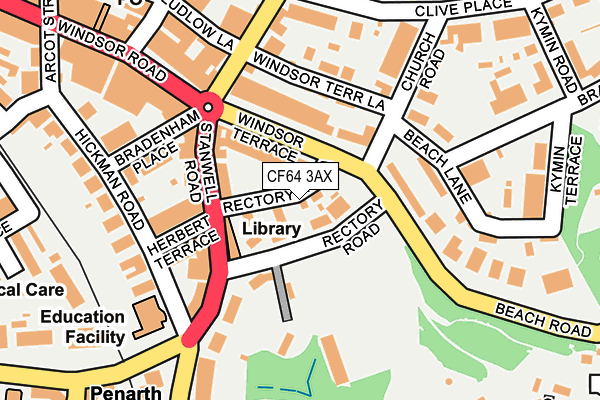 CF64 3AX map - OS OpenMap – Local (Ordnance Survey)