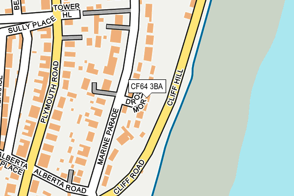 CF64 3BA map - OS OpenMap – Local (Ordnance Survey)