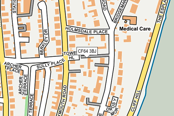 CF64 3BJ map - OS OpenMap – Local (Ordnance Survey)