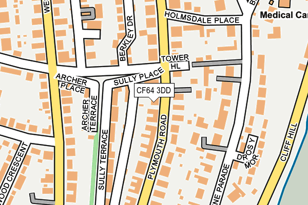CF64 3DD map - OS OpenMap – Local (Ordnance Survey)