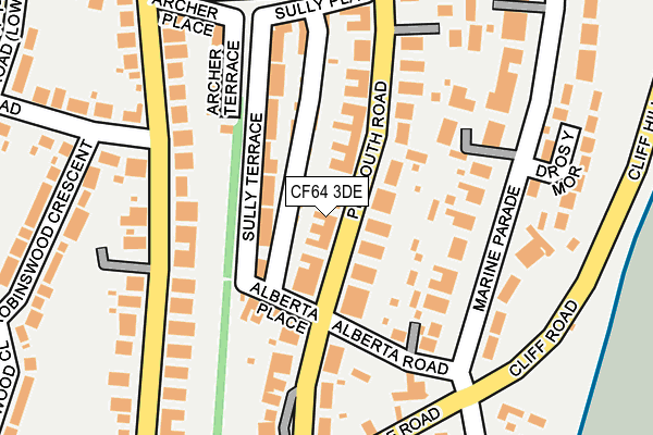 CF64 3DE map - OS OpenMap – Local (Ordnance Survey)