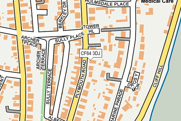 CF64 3DJ map - OS OpenMap – Local (Ordnance Survey)