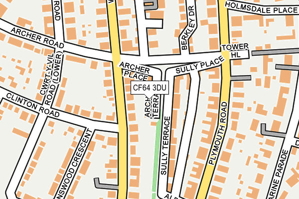 CF64 3DU map - OS OpenMap – Local (Ordnance Survey)