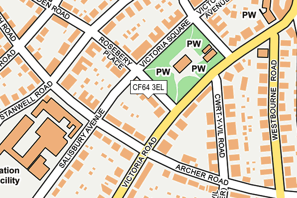 CF64 3EL map - OS OpenMap – Local (Ordnance Survey)