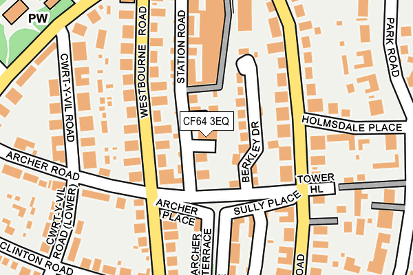 CF64 3EQ map - OS OpenMap – Local (Ordnance Survey)