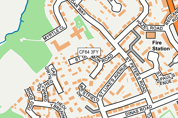 CF64 3FY map - OS OpenMap – Local (Ordnance Survey)