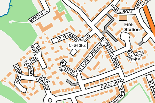 CF64 3FZ map - OS OpenMap – Local (Ordnance Survey)