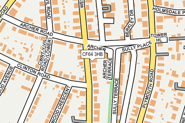 CF64 3HB map - OS OpenMap – Local (Ordnance Survey)