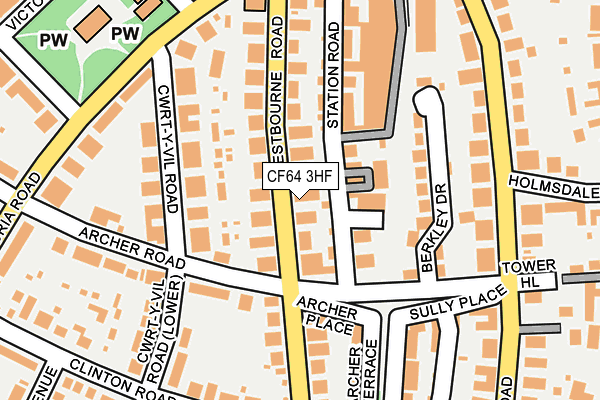 CF64 3HF map - OS OpenMap – Local (Ordnance Survey)