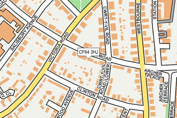 CF64 3HJ map - OS OpenMap – Local (Ordnance Survey)