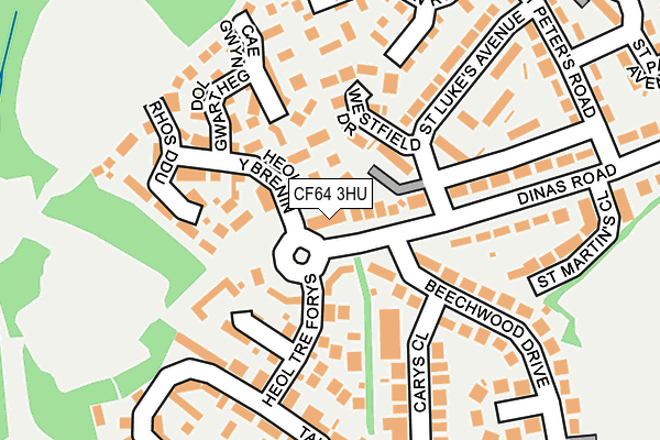CF64 3HU map - OS OpenMap – Local (Ordnance Survey)