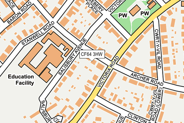 CF64 3HW map - OS OpenMap – Local (Ordnance Survey)