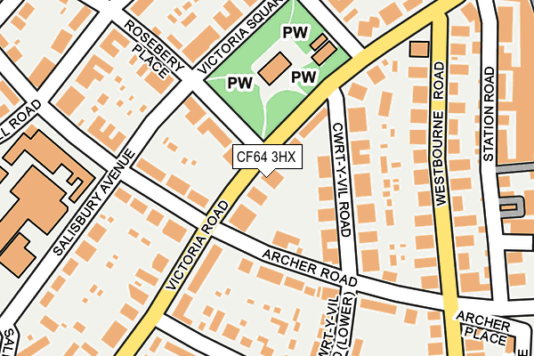 CF64 3HX map - OS OpenMap – Local (Ordnance Survey)