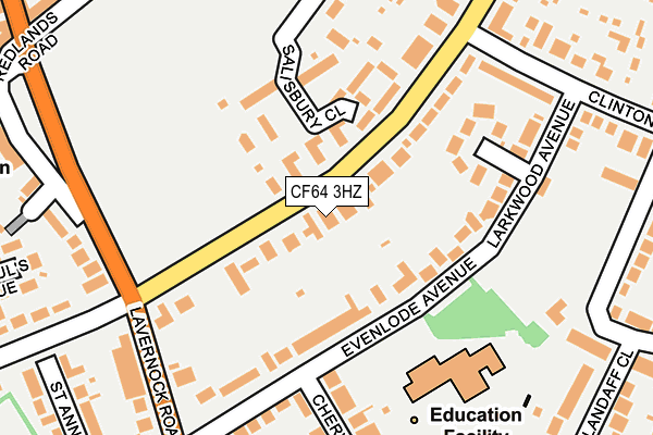 CF64 3HZ map - OS OpenMap – Local (Ordnance Survey)