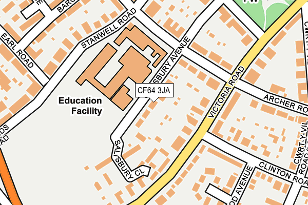 CF64 3JA map - OS OpenMap – Local (Ordnance Survey)