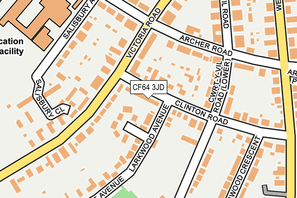 CF64 3JD map - OS OpenMap – Local (Ordnance Survey)