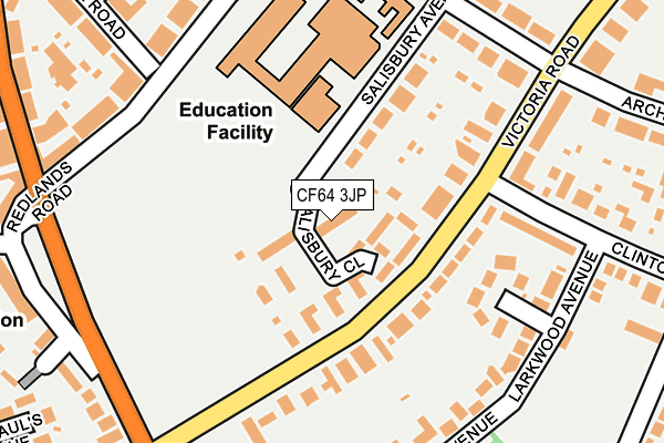 CF64 3JP map - OS OpenMap – Local (Ordnance Survey)