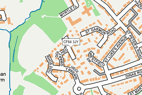 CF64 3JY map - OS OpenMap – Local (Ordnance Survey)