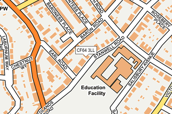 CF64 3LL map - OS OpenMap – Local (Ordnance Survey)